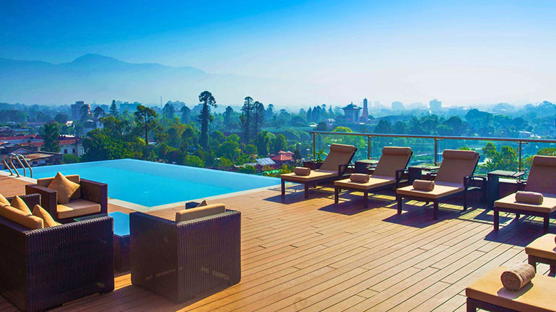Hotel Mulberry Outdoor Rooftop Infinity Swimming Pool in Kathmandu