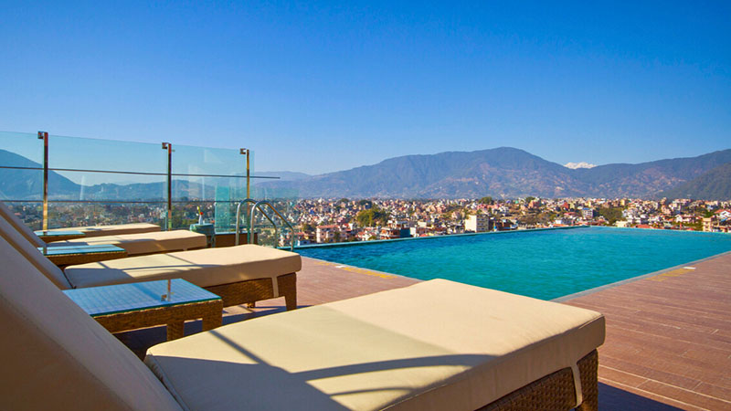 Hotel Shambala Rooftop Infinity Swimming Pool in Kathmandu